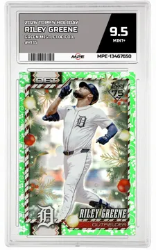 2026 TOPPS HOLIDAY GREEN MISTLETOE FOIL #H135 RILEY GREENE MPE 9.5 MINT+ — graded card up for auction