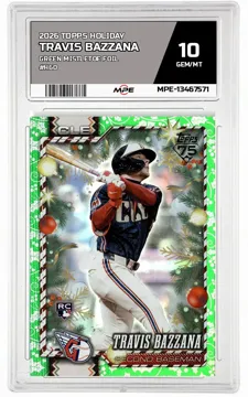 2026 TOPPS HOLIDAY GREEN MISTLETOE FOIL #H60 TRAVIS BAZZANA MPE 10 GEM/MT — graded card up for auction