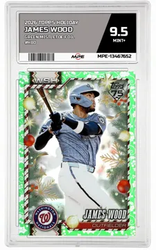 2026 TOPPS HOLIDAY GREEN MISTLETOE FOIL #H80 JAMES WOOD MPE 9.5 MINT+ — graded card up for auction