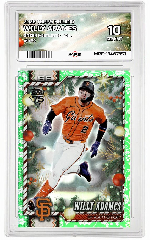 2026 TOPPS HOLIDAY GREEN MISTLETOE FOIL #H172 WILLY ADAMES MPE 10 GEM/MT — graded card auctioned from the MPE vault