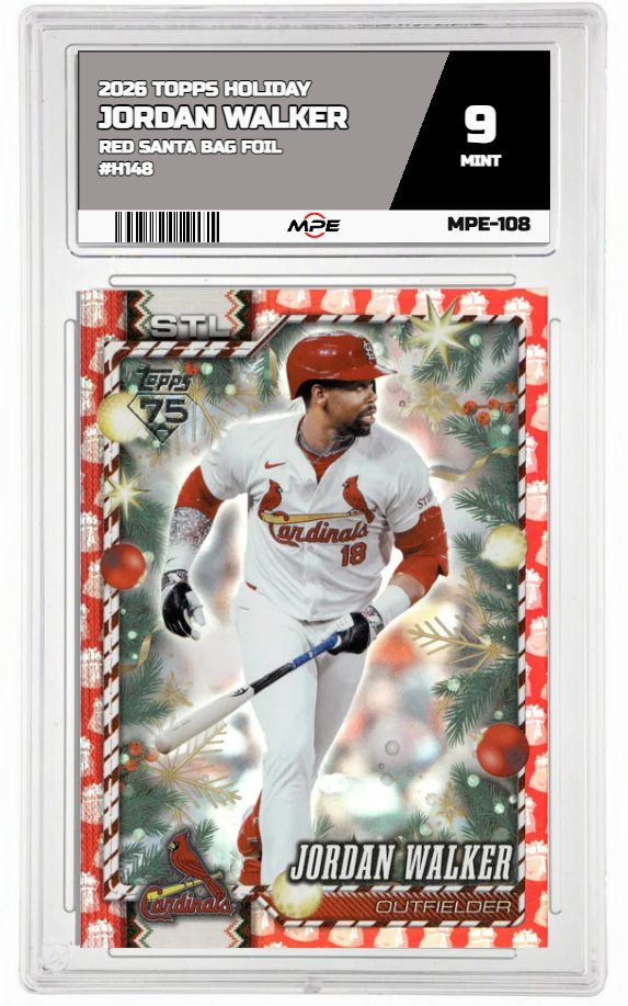 2026 TOPPS HOLIDAY RED SANTA BAG FOIL #H148 JORDAN WALKER MPE 9 MINT — graded card auctioned from the MPE vault