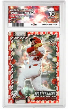 2026 TOPPS HOLIDAY RED SANTA BAG FOIL #H192 IVÁN HERRERA MPE 10 GEM/MT — graded card up for auction