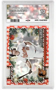 2026 TOPPS HOLIDAY RED SANTA BAG FOIL #H160 PETE ALONSO MPE 10 GEM/MT — graded card up for auction