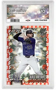 2026 TOPPS HOLIDAY RED SANTA BAG FOIL #H163 KRIS BRYANT MPE 10 GEM/MT — graded card up for auction