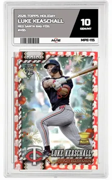 2026 TOPPS HOLIDAY RED SANTA BAG FOIL #H95 LUKE KEASCHALL MPE 10 GEM/MT — graded card up for auction