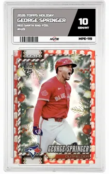 2026 TOPPS HOLIDAY RED SANTA BAG FOIL #H29 GEORGE SPRINGER MPE 10 GEM/MT — graded card up for auction