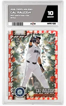 2026 TOPPS HOLIDAY RED SANTA BAG FOIL #H153 CAL RALEIGH MPE 10 GEM/MT — graded card up for auction