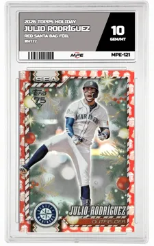 2026 TOPPS HOLIDAY RED SANTA BAG FOIL #H177 JULIO RODRÍGUEZ MPE 10 GEM/MT — graded card up for auction
