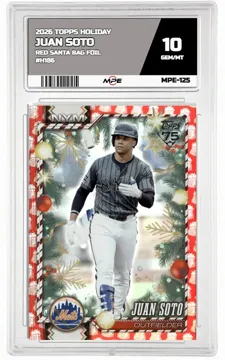 2026 TOPPS HOLIDAY RED SANTA BAG FOIL #H186 JUAN SOTO MPE 10 GEM/MT — graded card up for auction