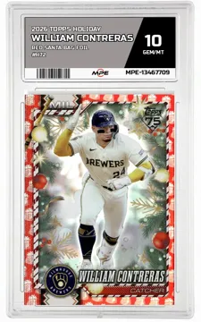 2026 TOPPS HOLIDAY RED SANTA BAG FOIL #H72 WILLIAM CONTRERAS MPE 10 GEM/MT — graded card up for auction