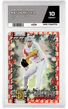 2026 TOPPS HOLIDAY RED SANTA BAG FOIL #H3 MASON MILLER MPE 10 GEM/MT — graded card up for auction
