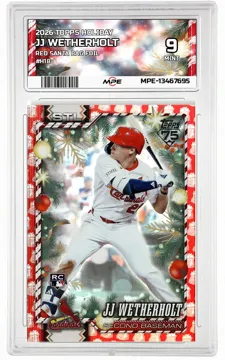 2026 TOPPS HOLIDAY RED SANTA BAG FOIL #H18 JJ WETHERHOLT MPE 9 MINT — graded card up for auction