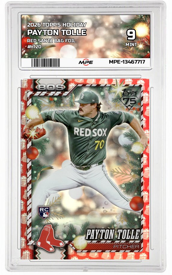 2026 TOPPS HOLIDAY RED SANTA BAG FOIL #H120 PAYTON TOLLE MPE 9 MINT — graded card auctioned from the MPE vault