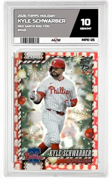 2026 TOPPS HOLIDAY RED SANTA BAG FOIL #H48 KYLE SCHWARBER MPE 10 GEM/MT — graded card up for auction