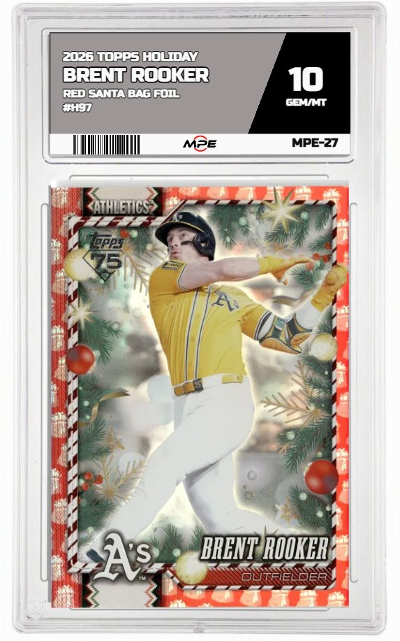 2026 TOPPS HOLIDAY RED SANTA BAG FOIL #H97 BRENT ROOKER MPE 10 GEM/MT — graded card auctioned from the MPE vault