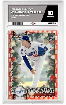2026 TOPPS HOLIDAY RED SANTA BAG FOIL #H134 YOSHINOBU YAMAMOTO MPE 10 GEM/MT — graded card up for auction