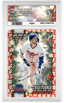 2026 TOPPS HOLIDAY RED SANTA BAG FOIL #H28 TREA TURNER MPE 9 MINT — graded card up for auction