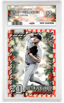 2026 TOPPS HOLIDAY RED SANTA BAG FOIL #H179 JUSTIN VERLANDER MPE 10 GEM/MT — graded card up for auction