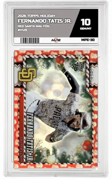 2026 TOPPS HOLIDAY RED SANTA BAG FOIL #H129 FERNANDO TATIS JR. MPE 10 GEM/MT — graded card up for auction