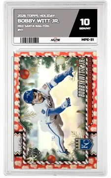 2026 TOPPS HOLIDAY RED SANTA BAG FOIL #H1 BOBBY WITT JR. MPE 10 GEM/MT — graded card up for auction