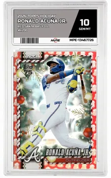 2026 TOPPS HOLIDAY RED SANTA BAG FOIL #H200 RONALD ACUÑA JR. MPE 10 GEM/MT — graded card up for auction