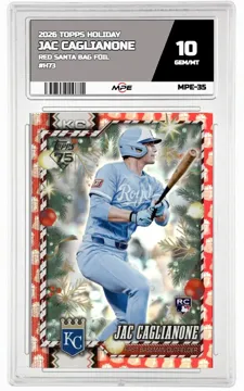 2026 TOPPS HOLIDAY RED SANTA BAG FOIL #H73 JAC CAGLIANONE MPE 10 GEM/MT — graded card up for auction