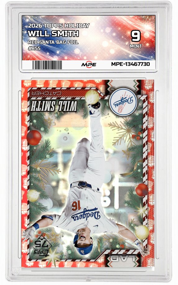 2026 TOPPS HOLIDAY RED SANTA BAG FOIL #H55 WILL SMITH MPE 9 MINT — graded card auctioned from the MPE vault