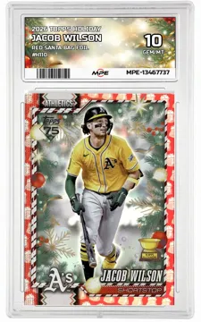 2026 TOPPS HOLIDAY RED SANTA BAG FOIL #H110 JACOB WILSON MPE 10 GEM/MT — graded card up for auction