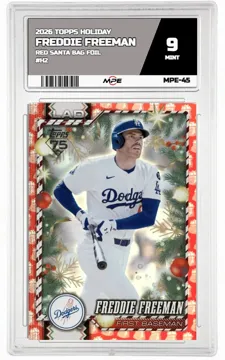 2026 TOPPS HOLIDAY RED SANTA BAG FOIL #H2 FREDDIE FREEMAN MPE 9 MINT — graded card up for auction