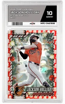 2026 TOPPS HOLIDAY RED SANTA BAG FOIL #H1114 JACKSON HOLLIDAY MPE 10 GEM/MT — graded card up for auction