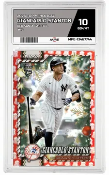 2026 TOPPS HOLIDAY RED SANTA BAG FOIL #H9 GIANCARLO STANTON MPE 10 GEM/MT — graded card up for auction