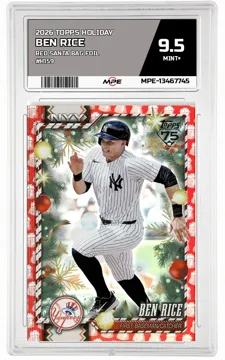 2026 TOPPS HOLIDAY RED SANTA BAG FOIL #H159 BEN RICE MPE 9.5 MINT+ — graded card up for auction
