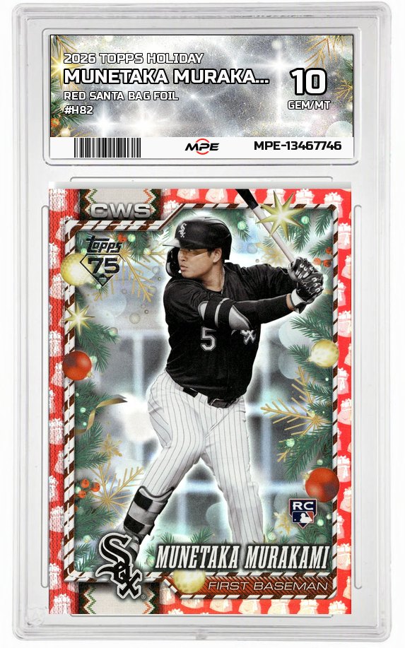 2026 TOPPS HOLIDAY RED SANTA BAG FOIL #H82 MUNETAKA MURAKAMI MPE 10 GEM/MT — graded card auctioned from the MPE vault