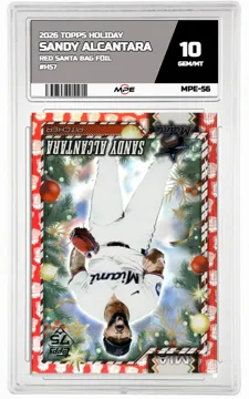 2026 TOPPS HOLIDAY RED SANTA BAG FOIL #H57 SANDY ALCANTARA MPE 10 GEM/MT — graded card up for auction