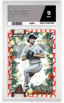 2026 TOPPS HOLIDAY RED SANTA BAG FOIL #H109 ZAC GALLEN MPE 9 MINT — graded card up for auction