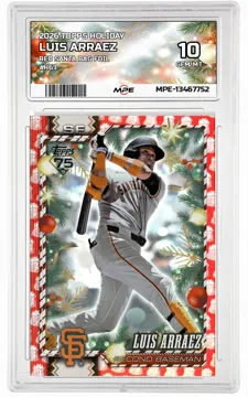 2026 TOPPS HOLIDAY RED SANTA BAG FOIL #H63 LUIS ARRAEZ MPE 10 GEM/MT — graded card up for auction