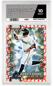 2026 TOPPS HOLIDAY RED SANTA BAG FOIL #H111 HERIBERTO HERNÁNDEZ MPE 10 GEM/MT — graded card up for auction