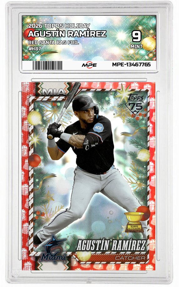 2026 TOPPS HOLIDAY RED SANTA BAG FOIL #H87 AGUSTÍN RAMÍREZ MPE 9 MINT — graded card auctioned from the MPE vault