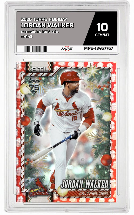 2026 TOPPS HOLIDAY RED SANTA BAG FOIL #H148 JORDAN WALKER MPE 10 GEM/MT — graded card auctioned from the MPE vault