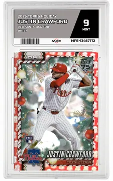 2026 TOPPS HOLIDAY RED SANTA BAG FOIL #H137 JUSTIN CRAWFORD MPE 9 MINT — graded card up for auction