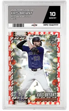 2026 TOPPS HOLIDAY RED SANTA BAG FOIL #H163 KRIS BRYANT MPE 10 GEM/MT — graded card up for auction