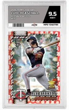 2026 TOPPS HOLIDAY RED SANTA BAG FOIL #H95 LUKE KEASCHALL MPE 9.5 MINT+ — graded card up for auction