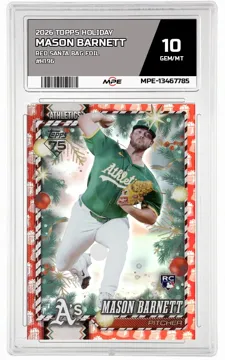 2026 TOPPS HOLIDAY RED SANTA BAG FOIL #H196 MASON BARNETT MPE 10 GEM/MT — graded card up for auction