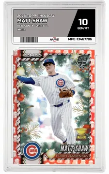 2026 TOPPS HOLIDAY RED SANTA BAG FOIL #H114 MATT SHAW MPE 10 GEM/MT — graded card up for auction