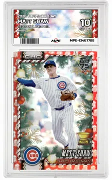 2026 TOPPS HOLIDAY RED SANTA BAG FOIL #H114 MATT SHAW MPE 10 GEM/MT — graded card up for auction