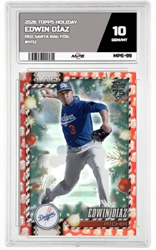 2026 TOPPS HOLIDAY RED SANTA BAG FOIL #H112 EDWIN DÍAZ MPE 10 GEM/MT — graded card up for auction