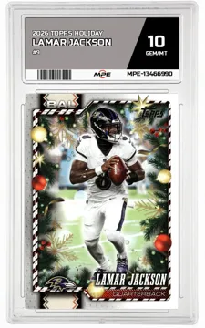 2026 TOPPS HOLIDAY #9 LAMAR JACKSON MPE 10 GEM/MT — graded card up for auction