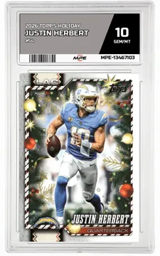 2026 TOPPS HOLIDAY #54 JUSTIN HERBERT MPE 10 GEM/MT — graded card up for auction