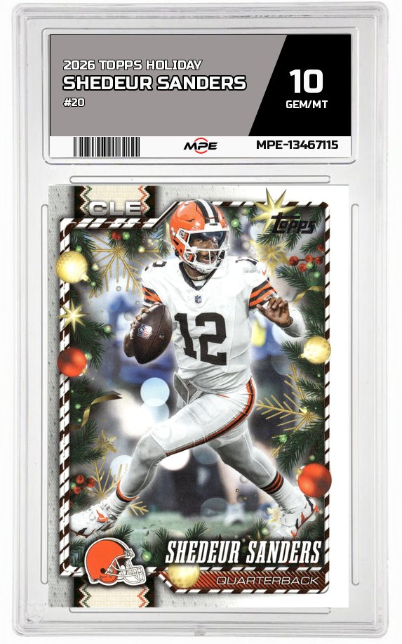 2026 TOPPS HOLIDAY #20 SHEDEUR SANDERS MPE 10 GEM/MT — graded card auctioned from the MPE vault