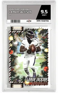 2026 TOPPS HOLIDAY #9 LAMAR JACKSON MPE 9.5 MINT+ — graded card up for auction